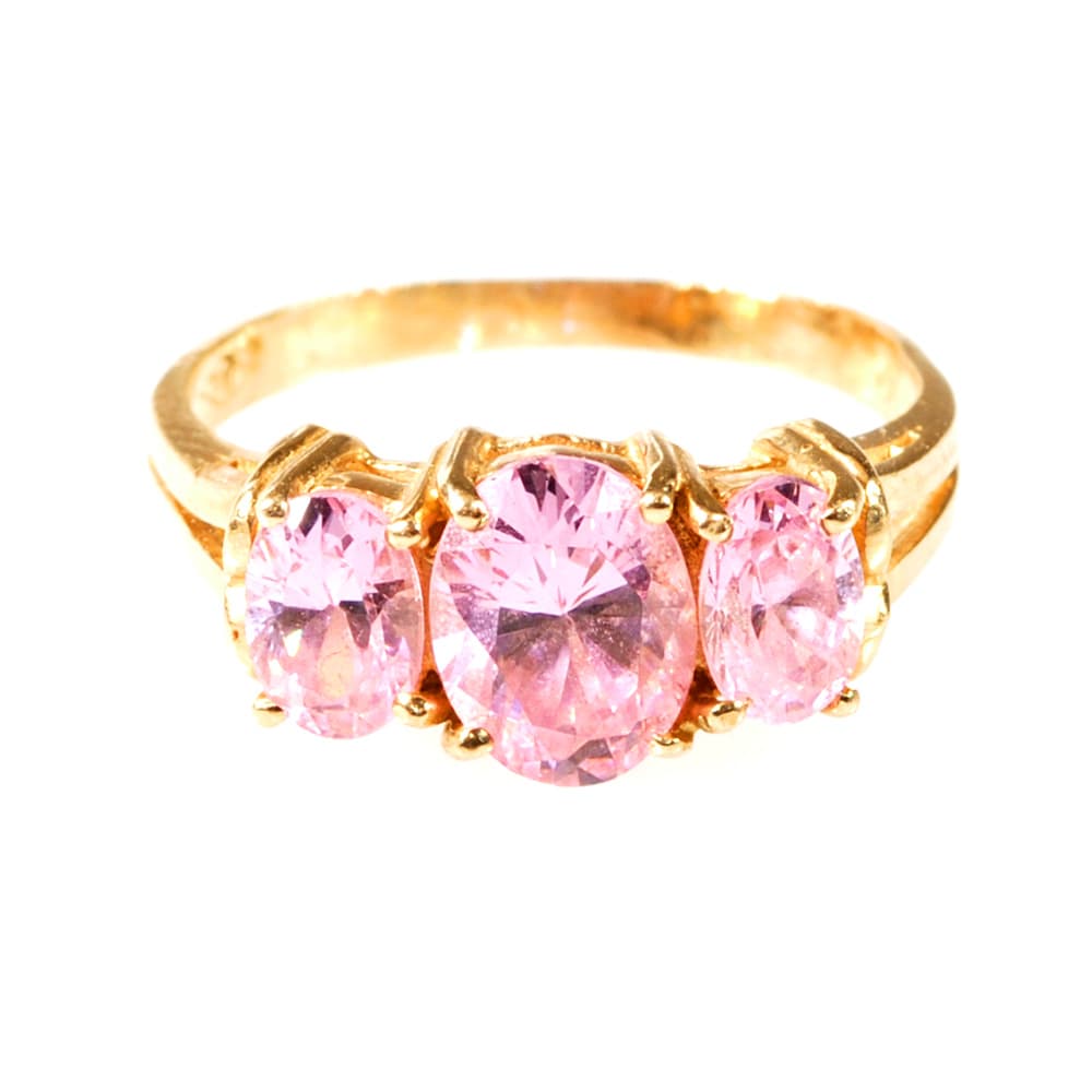 Pink Stones in 10K Gold Ring