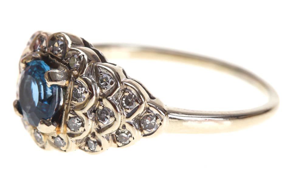 Sapphire and Diamond Cluster Ring