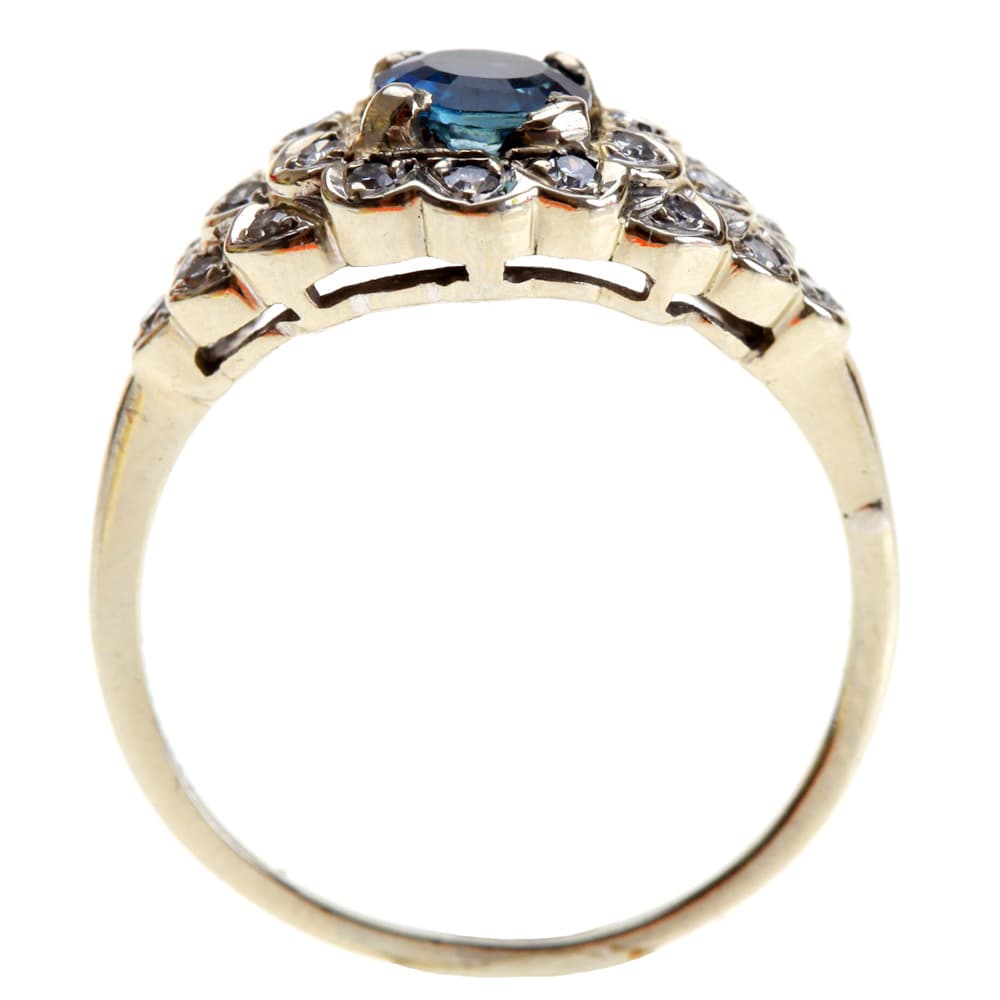 Sapphire and Diamond Cluster Ring