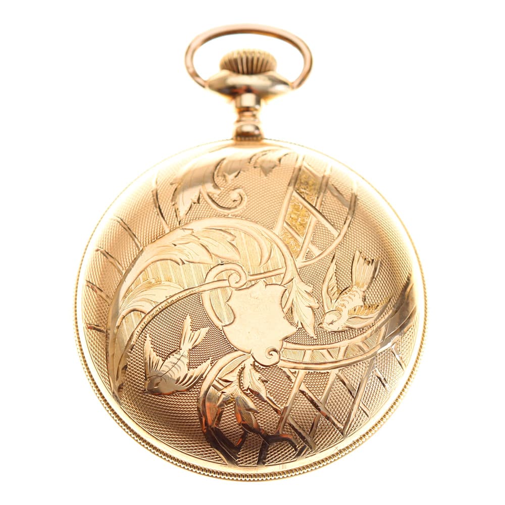 Illinois Two-Tone Bunn Special 18S 21J Model 6 Railroad Pocket Watch birds, case