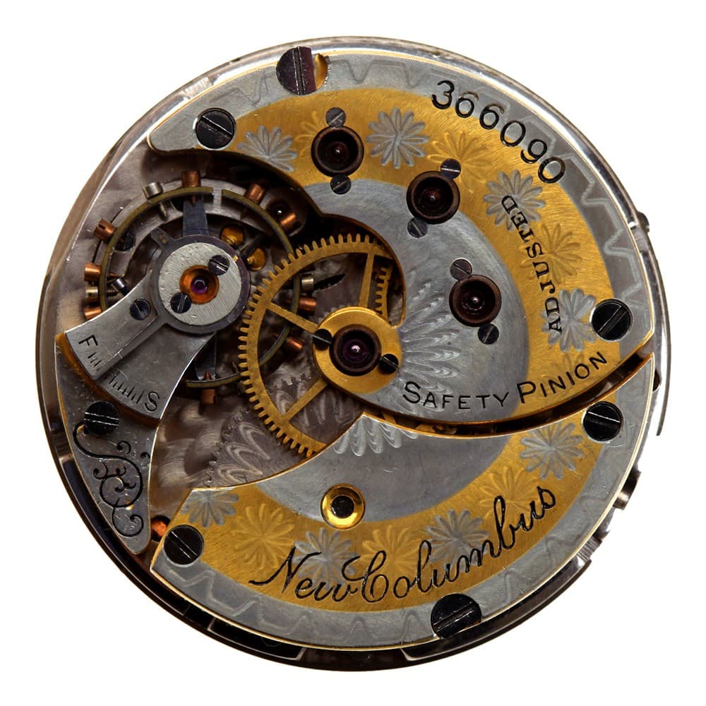 New Columbus 6s 16 Jewel Adjusted Lever Set Two-Tone Movement