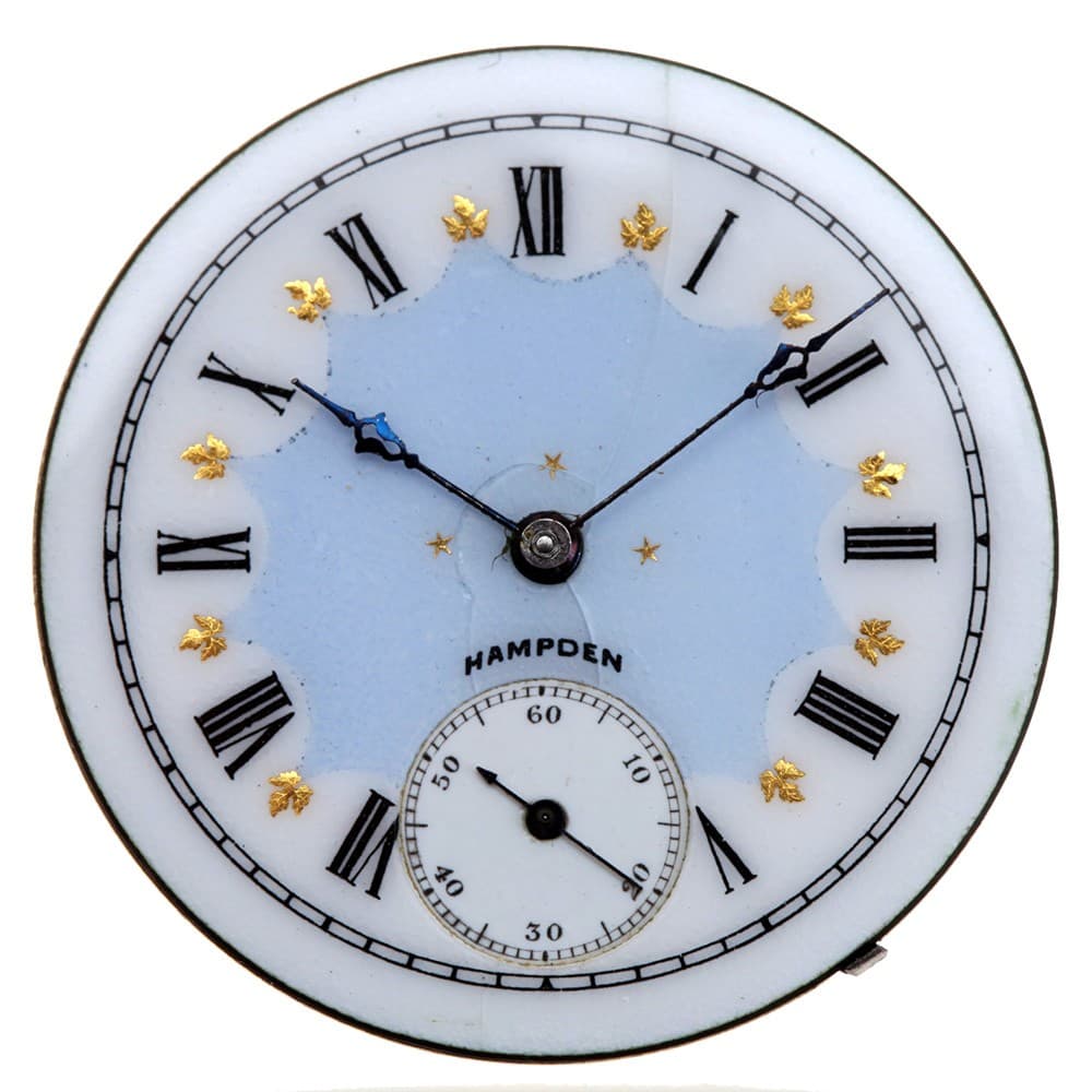 Hampden Fancy Dial 6s 11j Grade 206 Hunting Lever Set Nickel Movement c. 1896