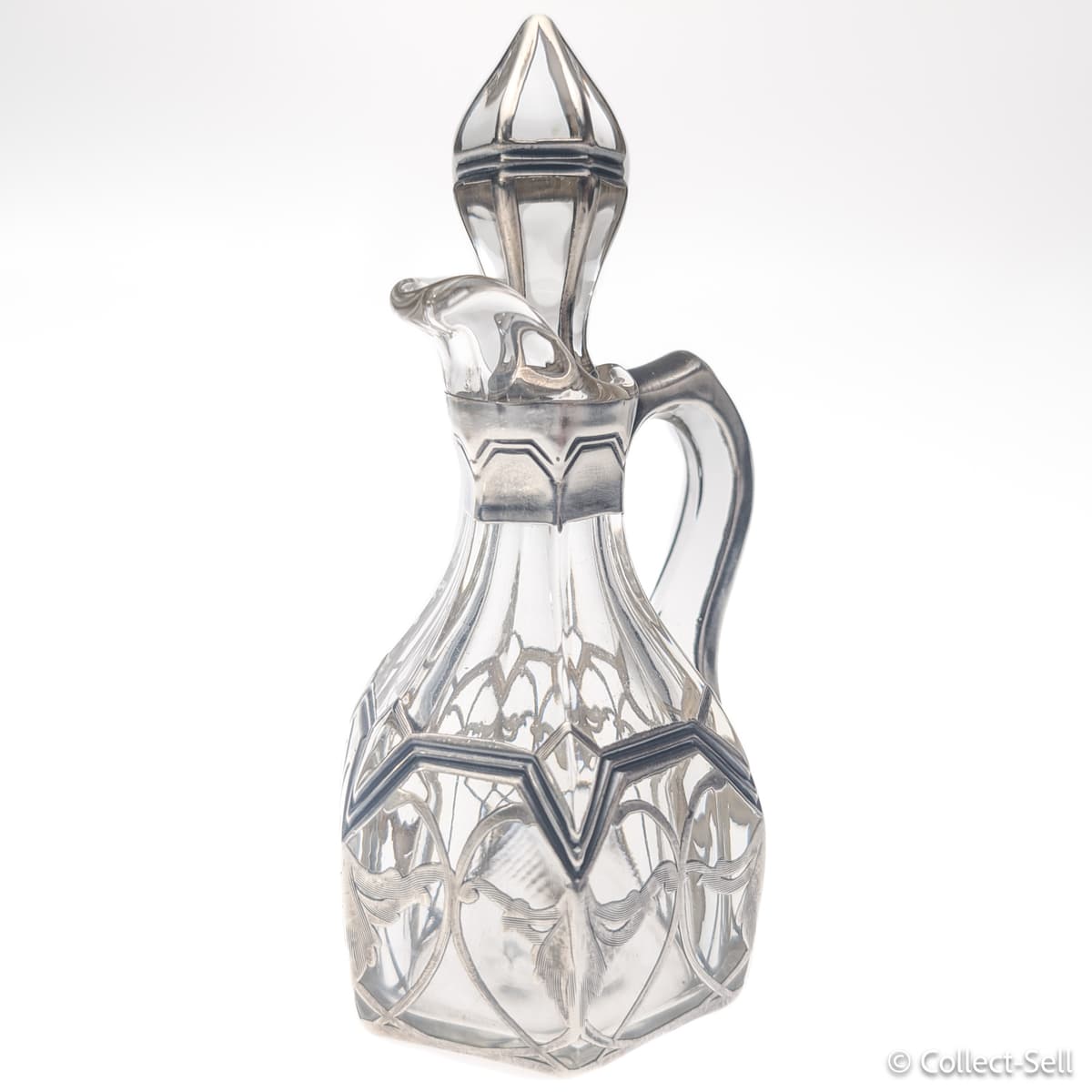 Antique Art Nouveau Silver Overlay Cruet