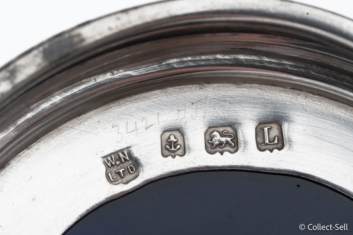 Close-up of Birmingham silver hallmarks and W.N LTD maker’s mark