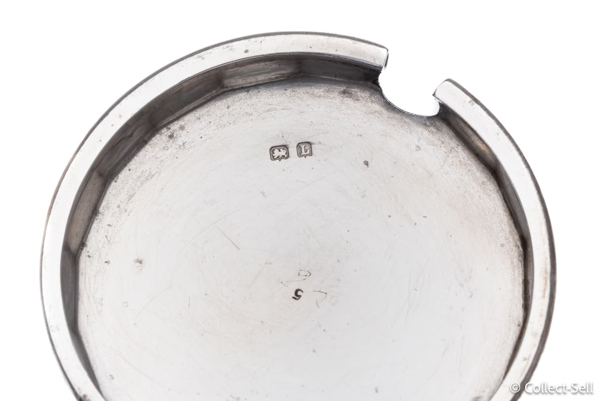 Sterling Silver Mustard Pot & Spoon Set by W. Neale lid