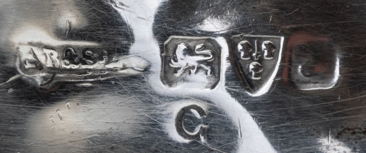 Close up Marks - Antique sterling silver pin cushion in the form of a gentleman’s shoe, hallmarked Chester c.1909, made by S. Blanckensee & Son Ltd with registered design number 548913