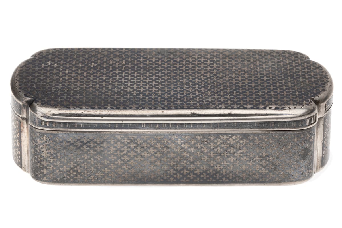 Austrian silver snuff box with engine-turned lid, dated c.1860–1866
