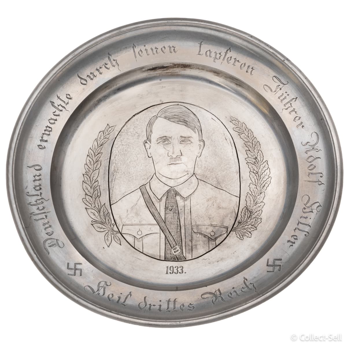 Third Reich Plate - Adolf Hitler by Scheibe Passau, c. 1933