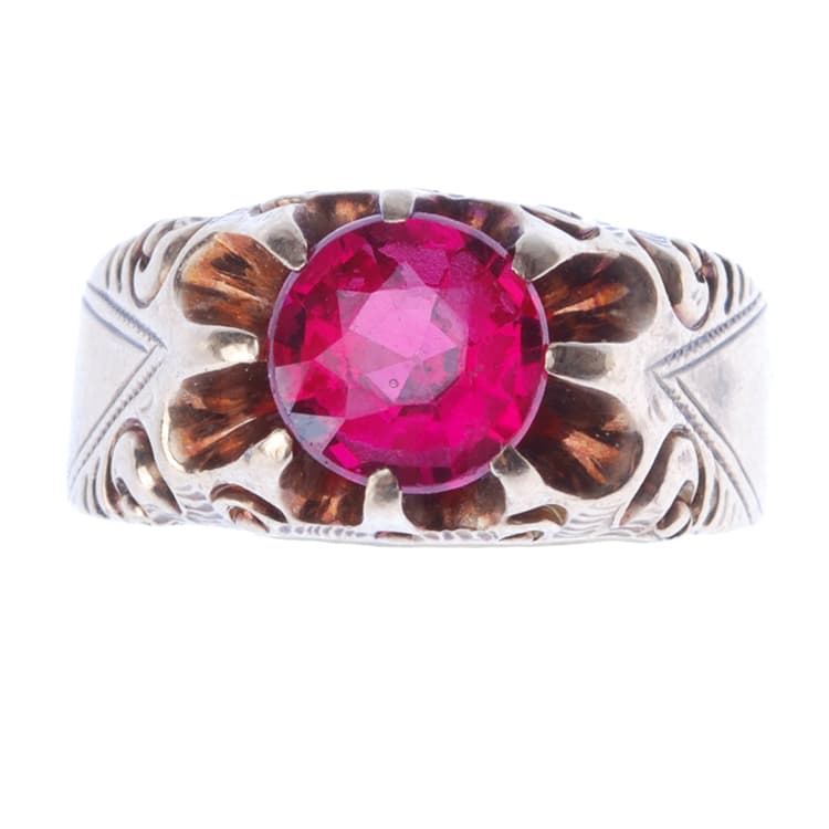 Red Stone in 10K Gold Setting