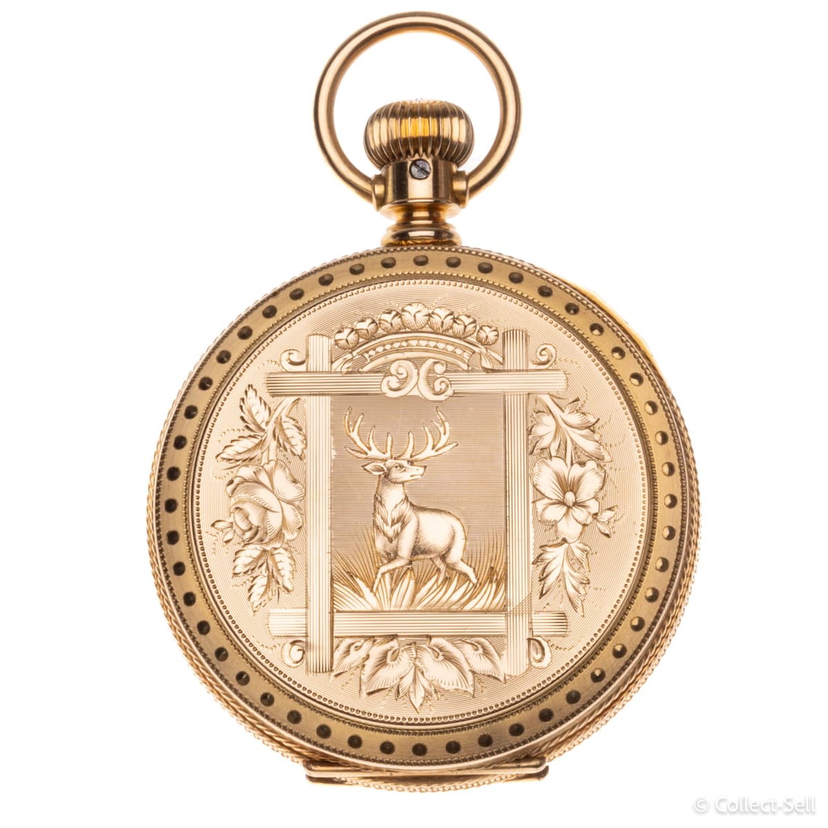 Stag Buck Hunting Dueber 14K Gold Cased Pocket Watch 1870-1890s