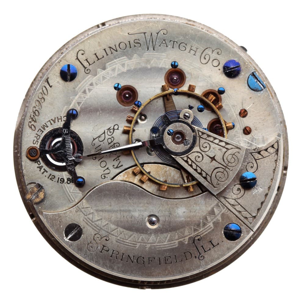 Illinois 18s Grade 61 Adjusted Hunting Lever Set Nickel Movement