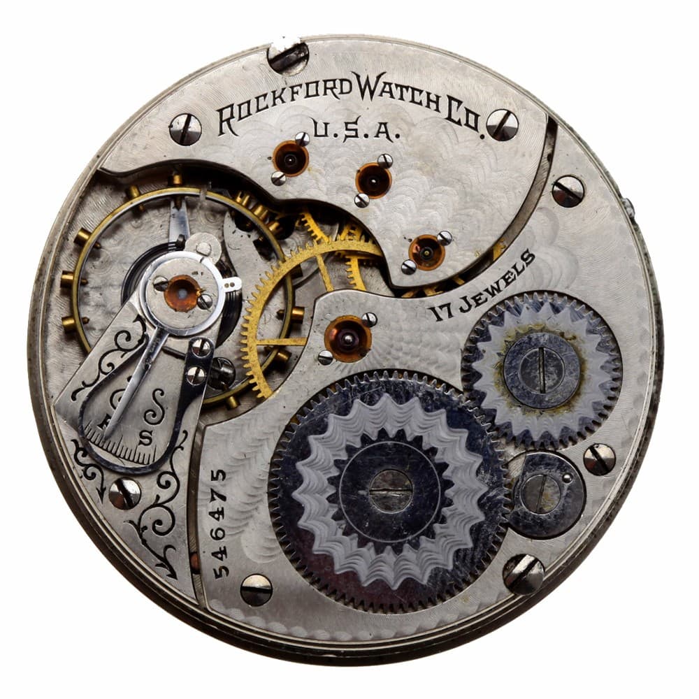 Rockford 16s 17j Grade 570 Hunting Lever Set Nickel Movement