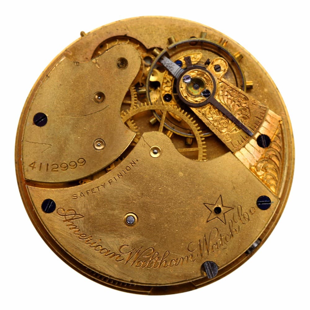 Waltham 14s 7j Grade 8 Openface Pendant Set Gilt Movement