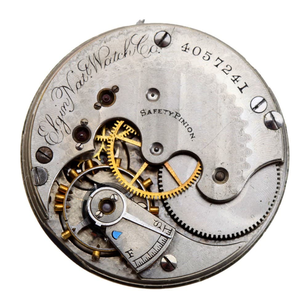 Elgin 6s 13j Grade 45 Hunting Lever Set Nickel Movement