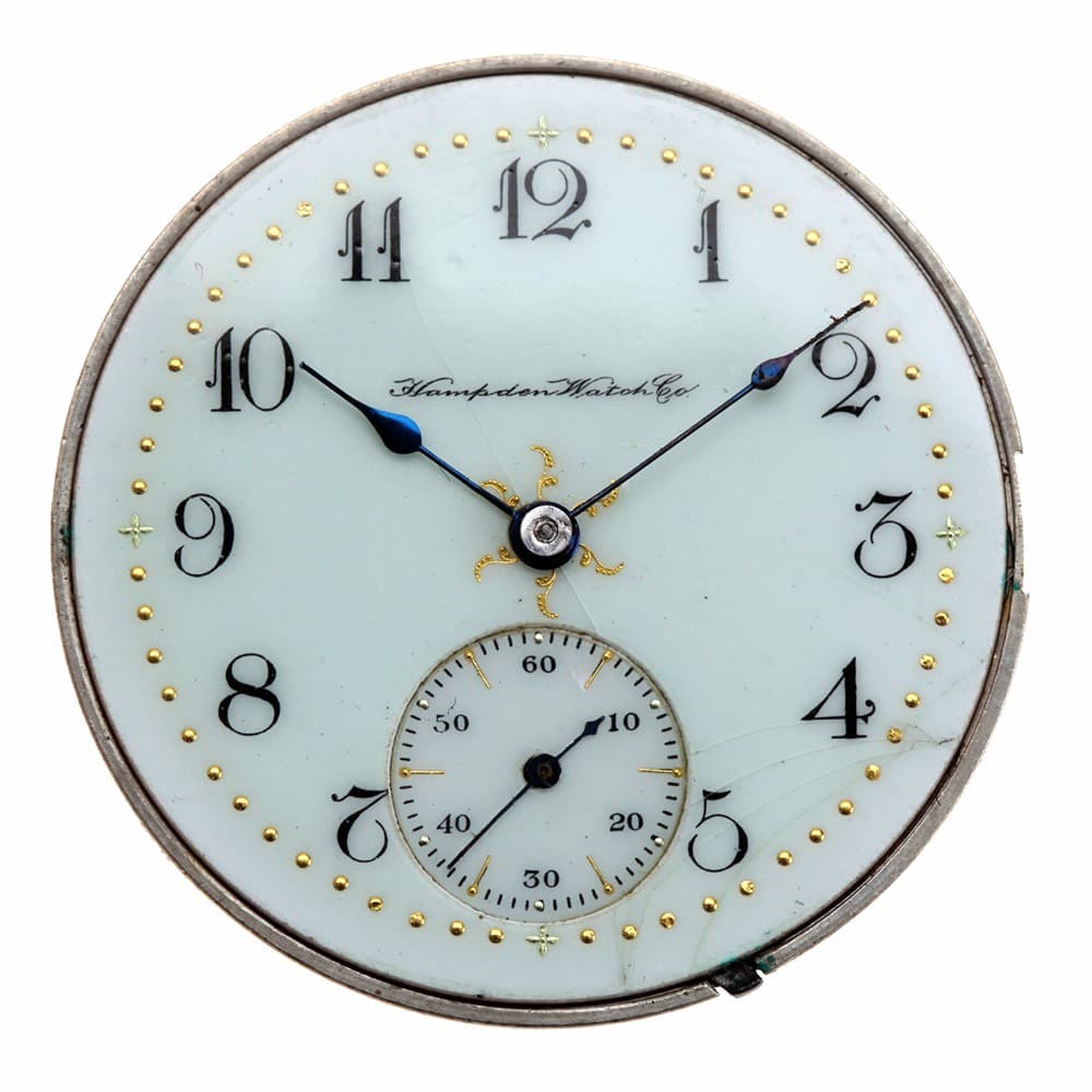 Fancy Dial Hampden 12s 17j Dueber Grand Adjusted Hunting Lever Set Nickel Movement