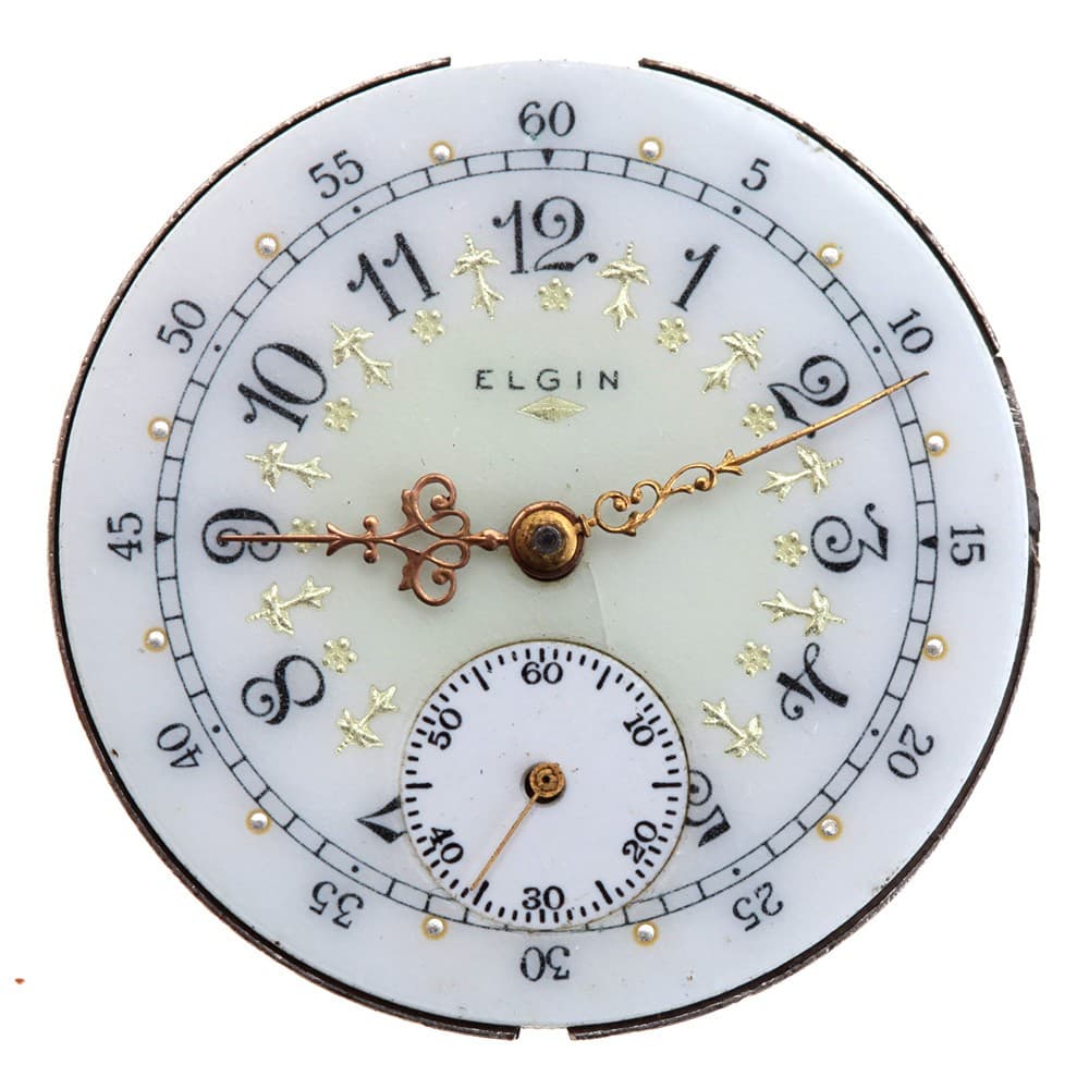Fancy Dial Elgin 0s 15j Grade 355 Openface Pendant Set Nickel Movement