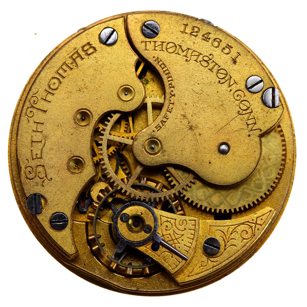 Seth Thomas 6s 7j Grade 46 Hunting Lever Set Gilt Movement