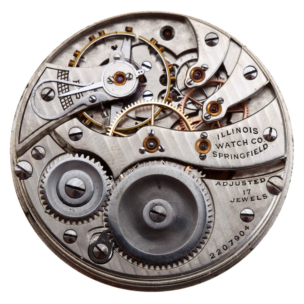 Illionis 16s 17j Grade 305 Model 7 Openface Pendant Set Nickel Movement