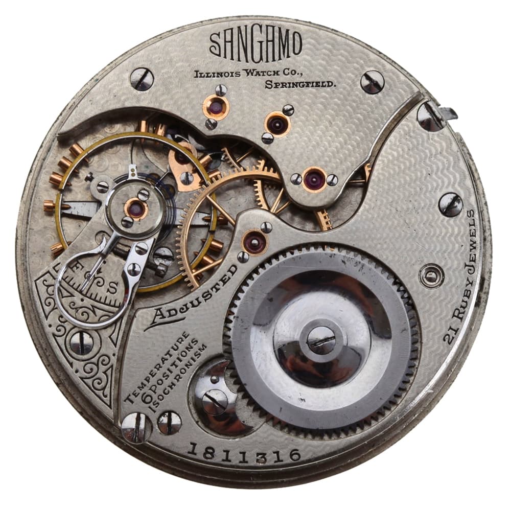 Illinois Sangamo 16s 21j Model 4 Hunting Lever Set Nickel Movement