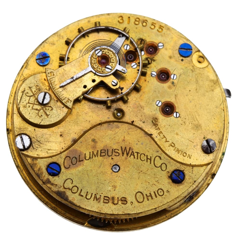 Columbus 16s 15j Hunting Lever Set Gilt Movement