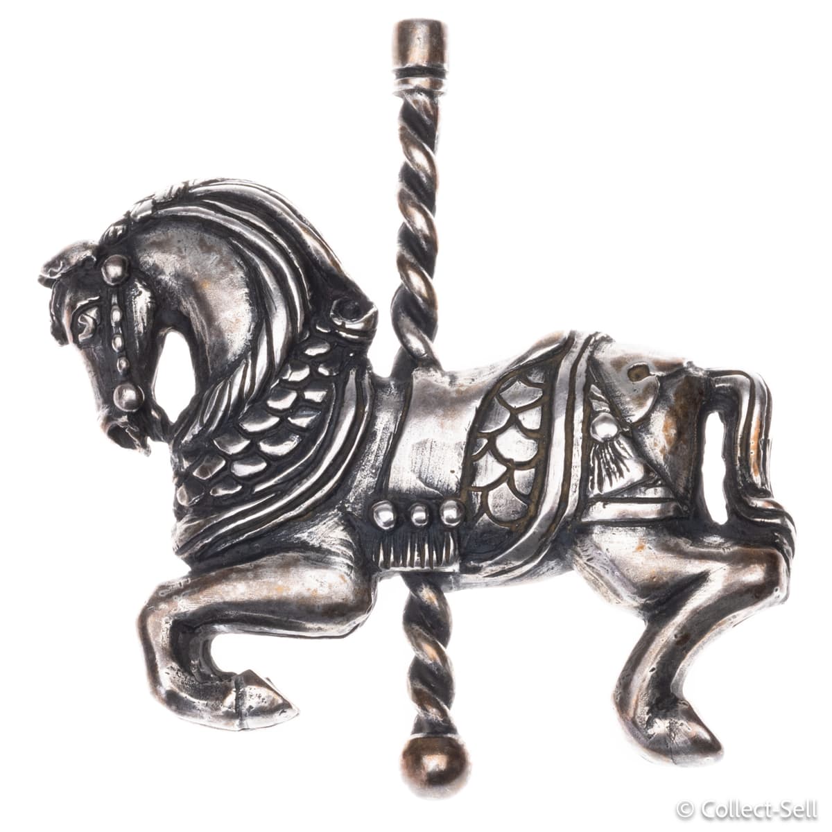 Vintage sterling silver carousel horse brooch pin, attributed to James Avery