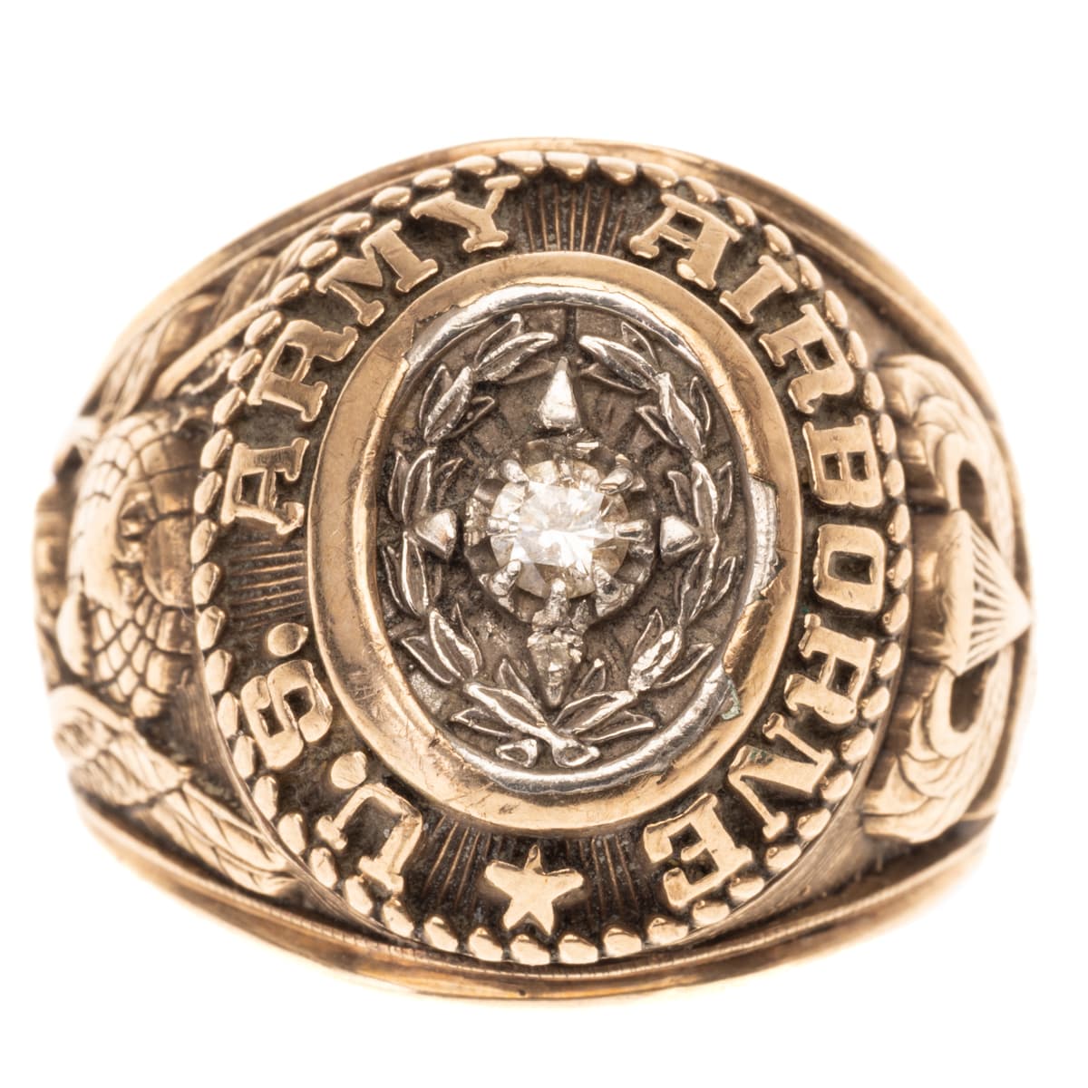 Vintage U.S. Army Airborne Diamond 10K Gold GK Ring